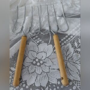 Vintage Wooden Handle Meat Forks